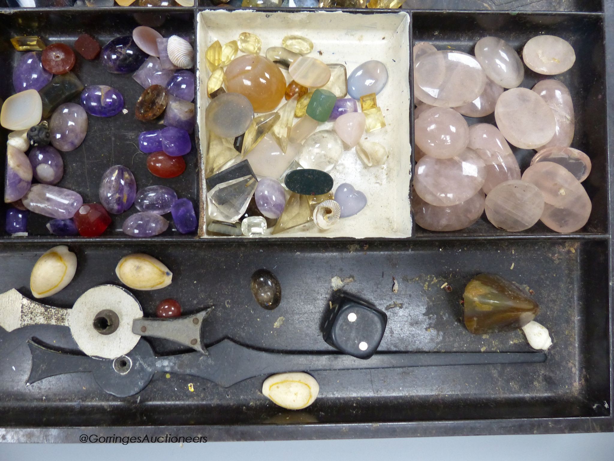 A collection of gem stone cabochons etc